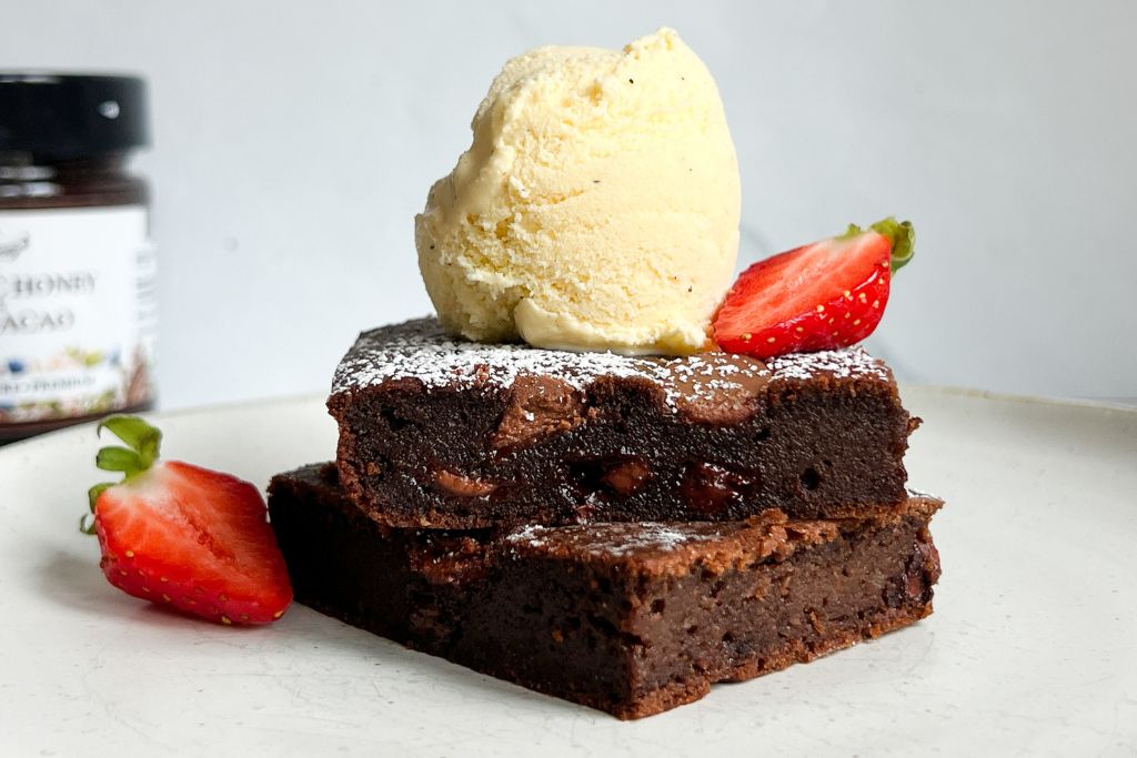 Fudgy Brownies with Honey Heaven Cacao Honey