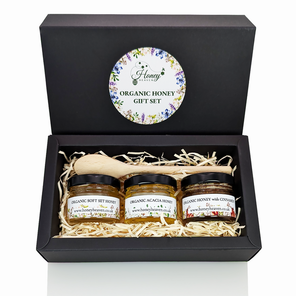 Pure Honey Gift Set Of 3 40g Min Jars With Serving Spoon